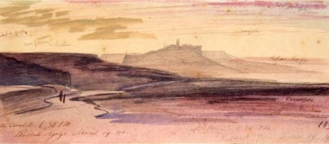 Painting of Gozo by edward lear